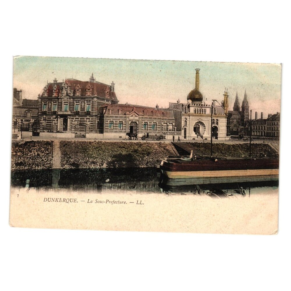 Dunkerque Sous Prefecture Carte Postale Vintage Architecture Scenic Waterway